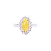 Asfour Crystal Halo Ring With Yellow Marquise Cut Opal Stone In 925 Sterling Silver-RD0101-Y-A-9