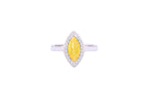 Asfour Crystal Halo Ring With Yellow Marquise Cut Opal Stone In 925 Sterling Silver-RD0102-Y-A-9