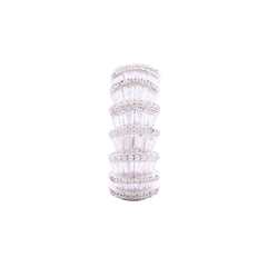 Asfour Crystal Band Ring Inlaid With Baguette Zircon Stones In 925 Sterling Silver-RD0103-W-7