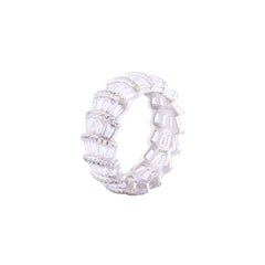 Asfour Creations Band Ring Inlaid With Baguette Zircon Stones In 925 Sterling Silver – Size 7 – RD0103-W-7
