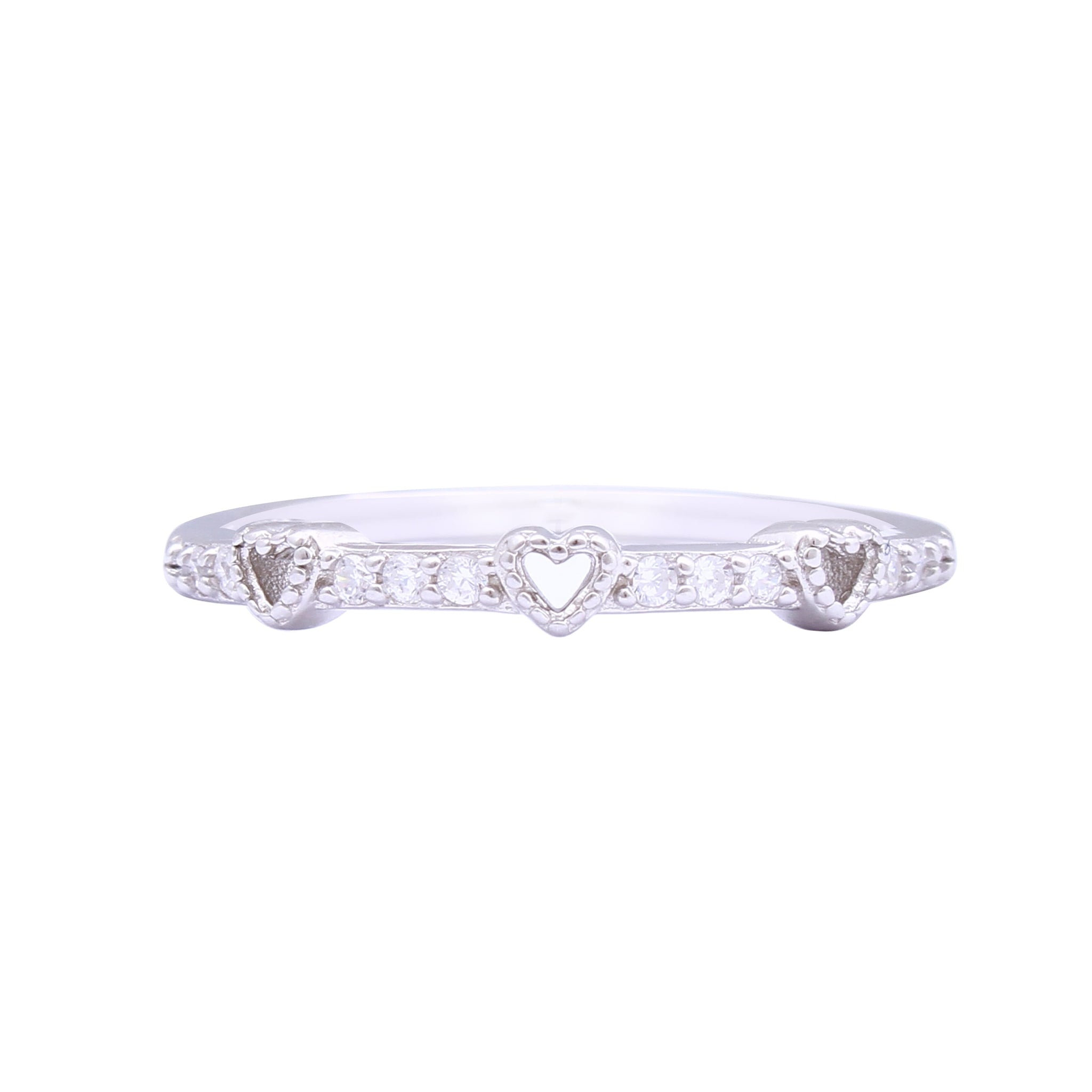 Asfour Crystal Drew Ring With Heart Design In 925 Sterling Silver RD0115-9