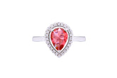 Asfour Crystal Halo Ring With Dark Rose Pear Design In 925 Sterling Silver RD0123-O5-8