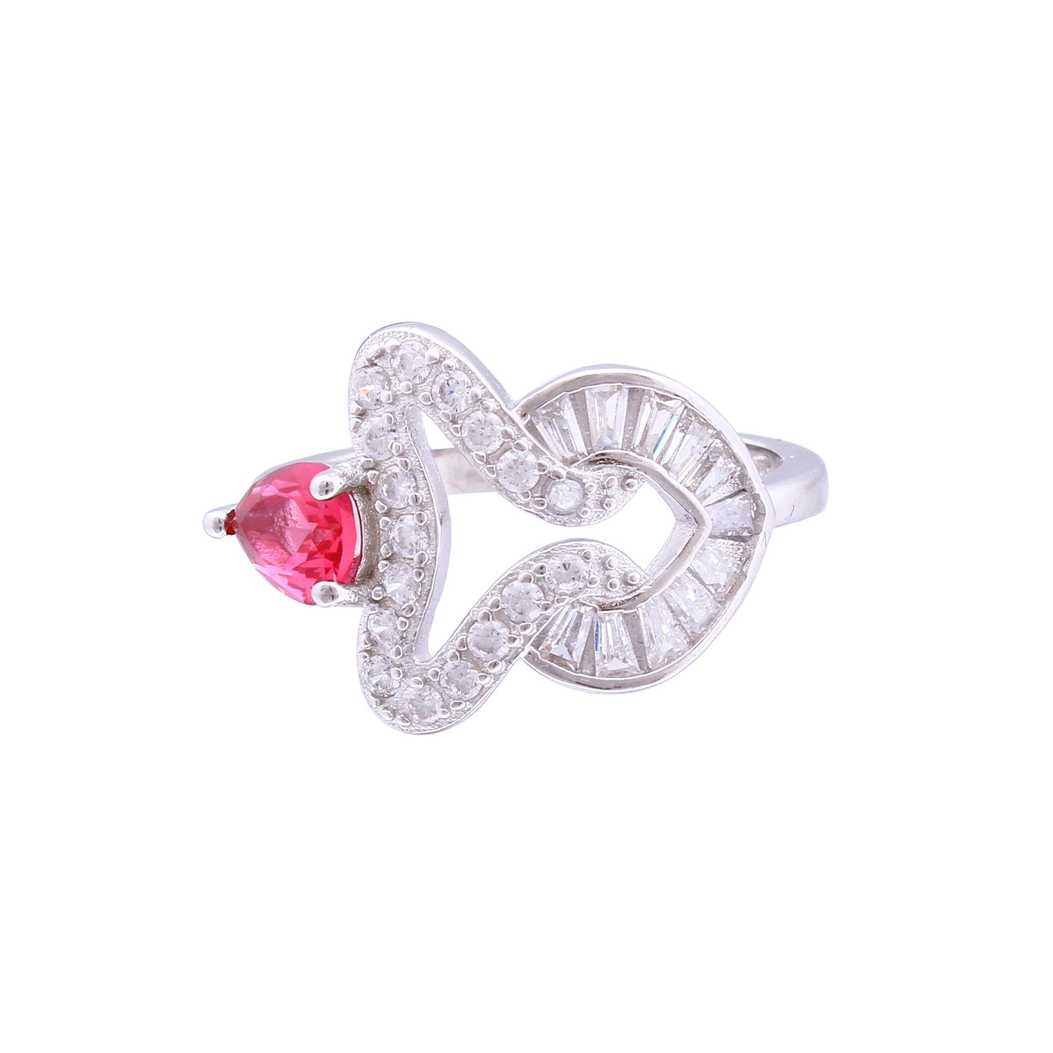 Asfour Crystal Drew Ring With Art Deco Design In 925 Sterling Silver RD0125-WO5-8