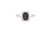 Asfour Crystal Drew Ring With Emerald Cut Fuchsia Zircon Stone In 925 Sterling Silver RD0128-P-7