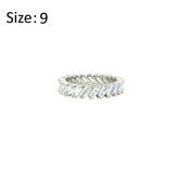 Asfour Crystal Band Ring With Baguette Zircon Stones In 925 Sterling Silver-RD0158-9