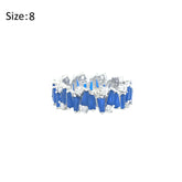 Asfour Crystal Band Ring With Blue Baguette Stones In 925 Sterling Silver-RD0180-B-8