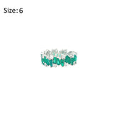 Asfour Crystal Band Ring With Emerald Baguette Stones In 925 Sterling Silver-RD0180-G-6