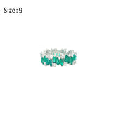Asfour Crystal Band Ring With Emerald Baguette Stones In 925 Sterling Silver-RD0180-G-9