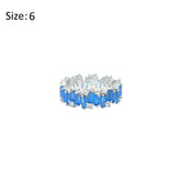 Asfour Crystal Band Ring With Light Blue Baguette Stones In 925 Sterling Silver-RD0180-LB-6