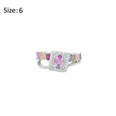 Asfour Crystal Fashion Ring With Multi Color Baguette Zircon In 925 Sterling Silver-RD0184-WK-6