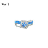 Asfour Crystal Fashion Ring With Light Blue Zircon Stones In 925 Sterling Silver-RD0184-WLB-9