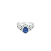 Asfour Crystal Fashion Double Ring With Blue & Clear Oval Design In 925 Sterling Silver-RD0187-WB-7