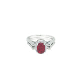Asfour Crystal Fashion Double Ring With Ruby & Clear Oval Design In 925 Sterling Silver-RD0187-WR-8
