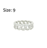 Asfour Crystal Band Ring With Art Deco Design In 925 Sterling Silver-RD0188-9