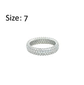 عصفور كريستال دبلة فضة عيار 925 بتصميم 3 صفوف مرصعة بفصوص الزركون - RD0189-7