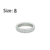 عصفور كريستال دبلة فضة عيار 925 بتصميم 3 صفوف مرصعة بفصوص الزركون - RD0189-8