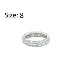 Asfour Crystal Band Ring With 3 Line Zircon Stone In 925 Sterling Silver-RD0189-8