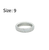 عصفور كريستال دبلة فضة عيار 925 بتصميم 3 صفوف مرصعة بفصوص الزركون - RD0189-9