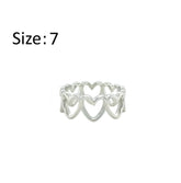 Asfour Crystal Band Ring With Hollow Hearts Design In 925 Sterling Silver-RD0192-7
