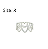 Asfour Crystal Band Ring With Hollow Hearts Design In 925 Sterling Silver-RD0192-8