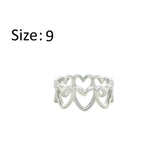 Asfour Crystal Band Ring With Hollow Hearts Design In 925 Sterling Silver-RD0192-9