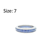 Asfour Crystal Band Ring With 2 Line Blue Zircon In 925 Sterling Silver-RD0196-B-7