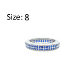 Asfour Crystal Band Ring With 2 Line Blue Zircon In 925 Sterling Silver-RD0196-B-8