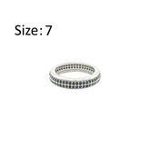 Asfour Crystal Band Ring With 2-Line Zircon In 925 Sterling Silver RD0196