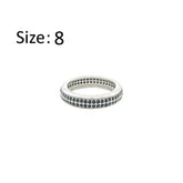 عصفور كريستال دبلة فضة عيار 925 بتصميم صفين مرصعين بفصوص زركون سوداء - RD0196-P-8