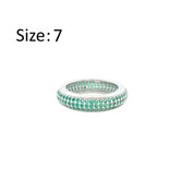 Asfour Crystal Band Ring With 3 Line Emerald Zircon In 925 Sterling Silver