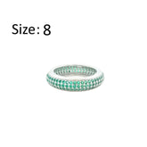 عصفور كريستال دبلة فضة عيار 925 بتصميم 3 صفوف مرصعة بفصوص زركون خضراء - RD0197-G-8