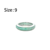 Asfour Crystal Band Ring With 3 Line Emerald Zircon In 925 Sterling Silver-RD0197-G-9