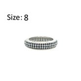 Asfour Crystal Band Ring With 3 Line Black Zircon In 925 Sterling Silver-RD0197-P-8