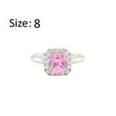 Asfour Crystal Fashion Ring With Halo Rose Square Design In 925 Sterling Silver-RD0198-O-8