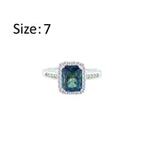 عصفور كريستال خاتم فضة عيار 925 بتصميم اميرالد متعدد الالوان مرصع بالزركون - RD0199-AP-7