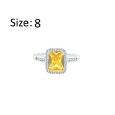 Asfour Crystal Drew Ring With Yellow Emerald Design In 925 Sterling Silver -RD0199-Y-8