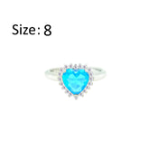 Asfour Crystal Drew Ring With Aquamarine Heart Design In 925 Sterling Silver-RD0200-M-8