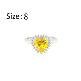 Asfour Crystal Drew Ring With Yellow Heart Design In 925 Sterling Silver-RD0200-Y-8