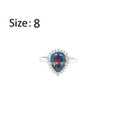 Asfour Crystal Drew Ring With Multi Color Pear Design In 925 Sterling Silver-RD0201-AP-8