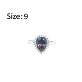 Asfour Crystal Drew Ring With Multi Color Pear Design In 925 Sterling Silver-RD0201-AP-9