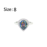Asfour Crystal Drew Ring With Multi Color Pear Design In 925 Sterling Silver