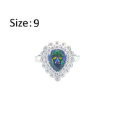 Asfour Crystal Drew Ring With Multi Color Pear Design In 925 Sterling Silver