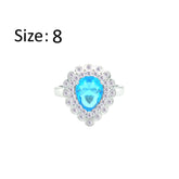 Asfour Crystal Drew Ring With Aquamarine Pear Design In 925 Sterling Silver-RD0203-WM-8