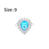 عصفور كريستال خاتم فضة عيار 925 بتصميم كمثري اكوامارين مرصع بالزركون - RD0203-WM-9