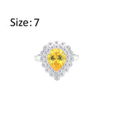 Asfour Crystal Drew Ring With Yellow Pear Design In 925 Sterling Silver-RD0203-WY-7