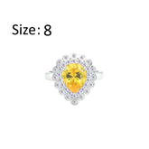 Asfour Crystal Drew Ring With Yellow Pear Design In 925 Sterling Silver-RD0203-WY-8