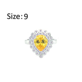 Asfour Crystal Drew Ring With Yellow Pear Design In 925 Sterling Silver-RD0203-WY-9