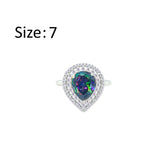 عصفور كريستال خاتم فضة عيار 925 بتصميم كمثري متعدد الالوان مرصع بالزركون - RD0204-WAP-7