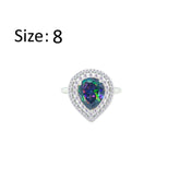 عصفور كريستال خاتم فضة عيار 925 بتصميم كمثري متعدد الالوان مرصع بالزركون - RD0204-WAP-8