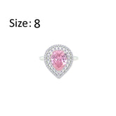 Asfour Crystal Drew Ring With Halo Rose Pear Design In 925 Sterling Silver-RD0204-WO-8